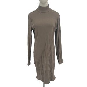 H&M Divided Tan Mock Neck Long Sleeve Mini Dress Size XL Women's